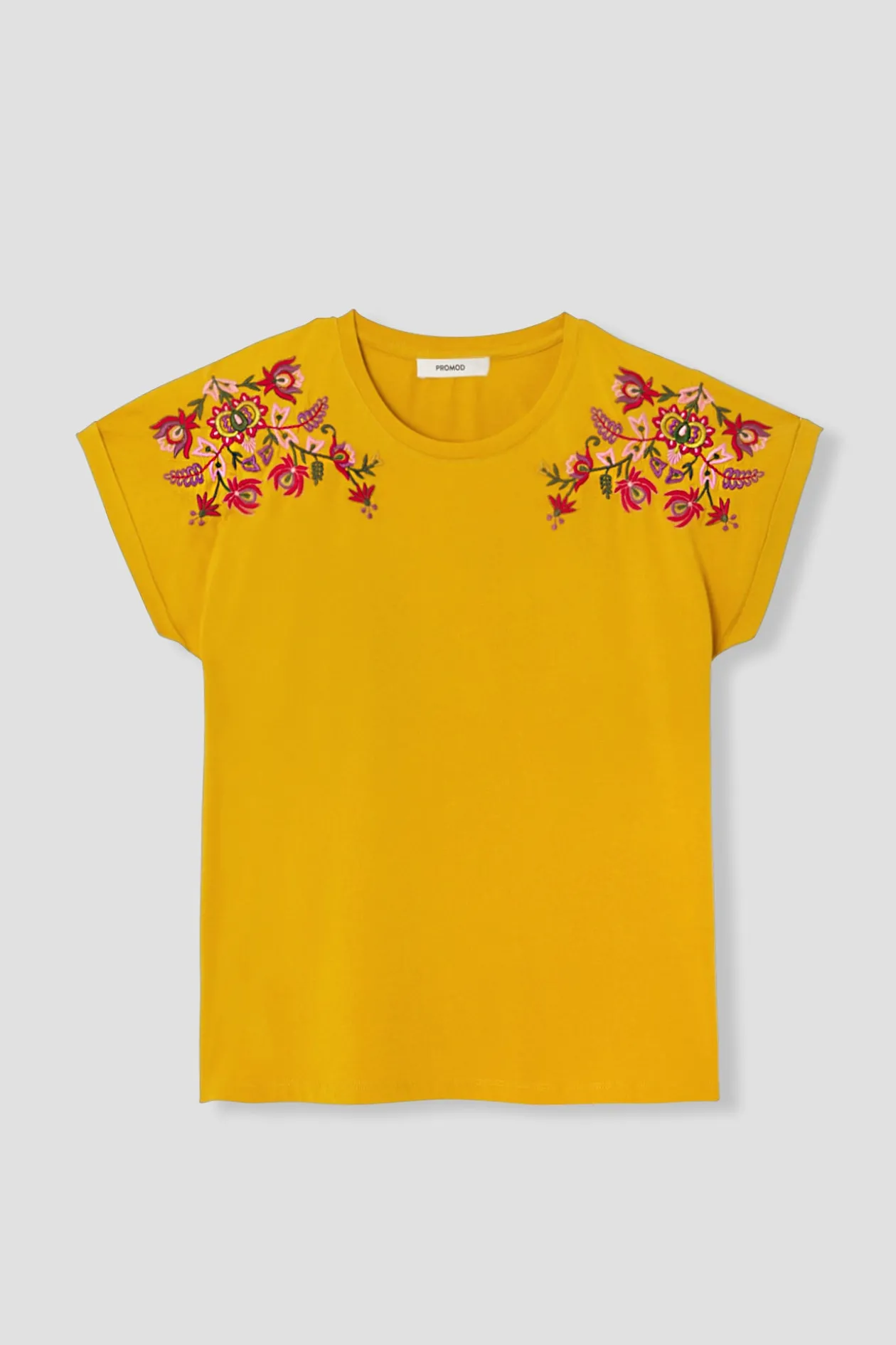 Promod T-shirt brodé de fleurs Femme - Ocre Best
