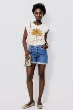Promod T-shirt brodé Femme - Imprimé écru Impriméécru Online