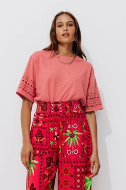 Promod T-shirt broderie anglaise - Vieux rose Vieuxrose Store