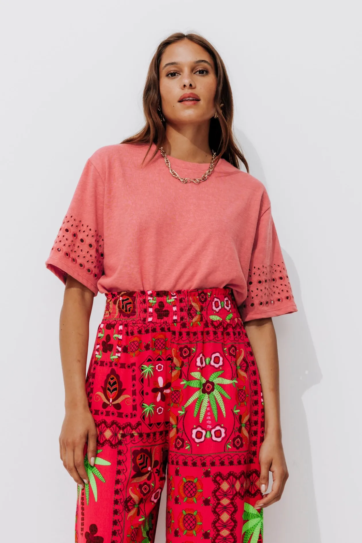 Promod T-shirt broderie anglaise - Vieux rose Vieuxrose Store