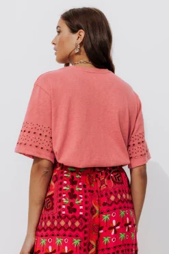 Promod T-shirt broderie anglaise - Vieux rose Vieuxrose Store