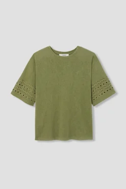 Promod T-shirt broderie anglaise - Kaki Online