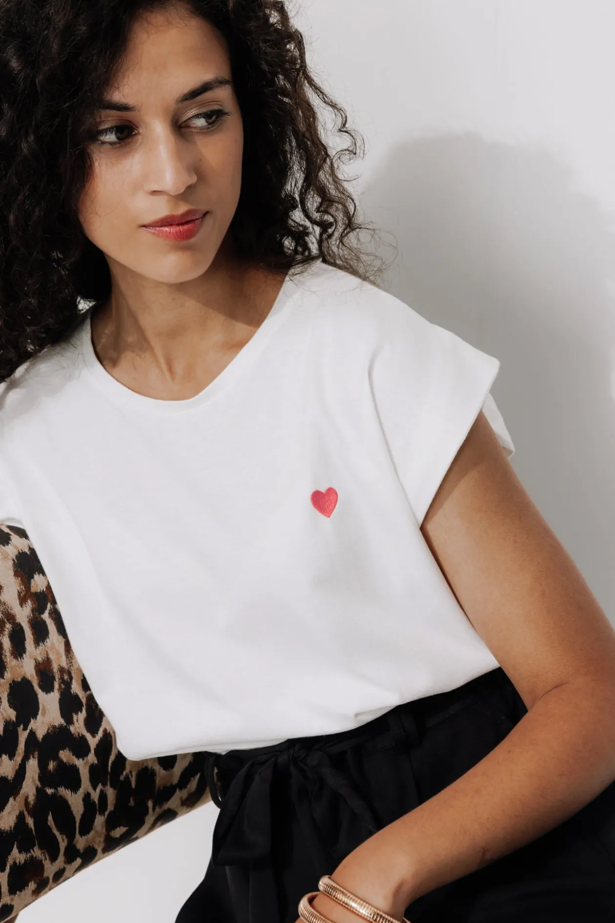 Promod T-shirt broderie cœur Femme - Ecru Hot
