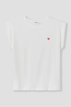 Promod T-shirt broderie cœur Femme - Ecru Hot