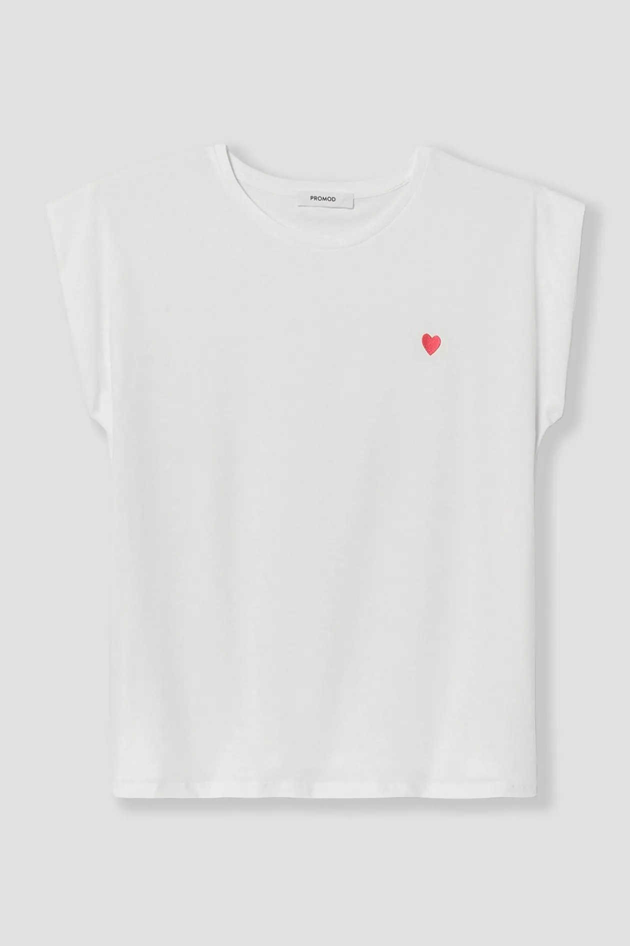 Promod T-shirt broderie cœur Femme - Ecru Hot
