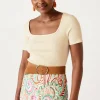 Promod T-shirt col carré Femme - Beige Best Sale
