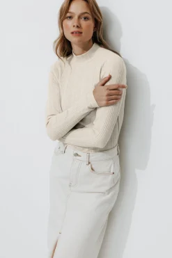 Promod T-shirt col montant Femme - Beige Best Sale
