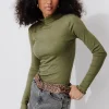 Promod T-shirt col montant Femme - Kaki New