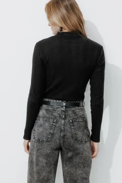 Promod T-shirt col montant Femme - Noir Clearance