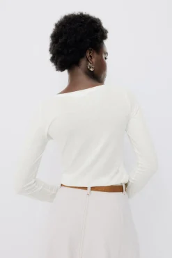 Promod T-shirt col rond Femme - Ecru Shop