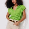 Promod T-shirt col tunisien Femme - Vert New