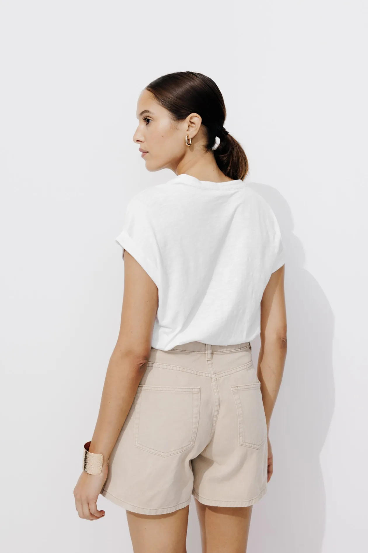 Promod T-shirt col tunisien Femme - Blanc Outlet