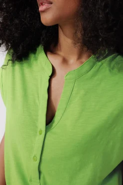 Promod T-shirt col tunisien Femme - Vert New