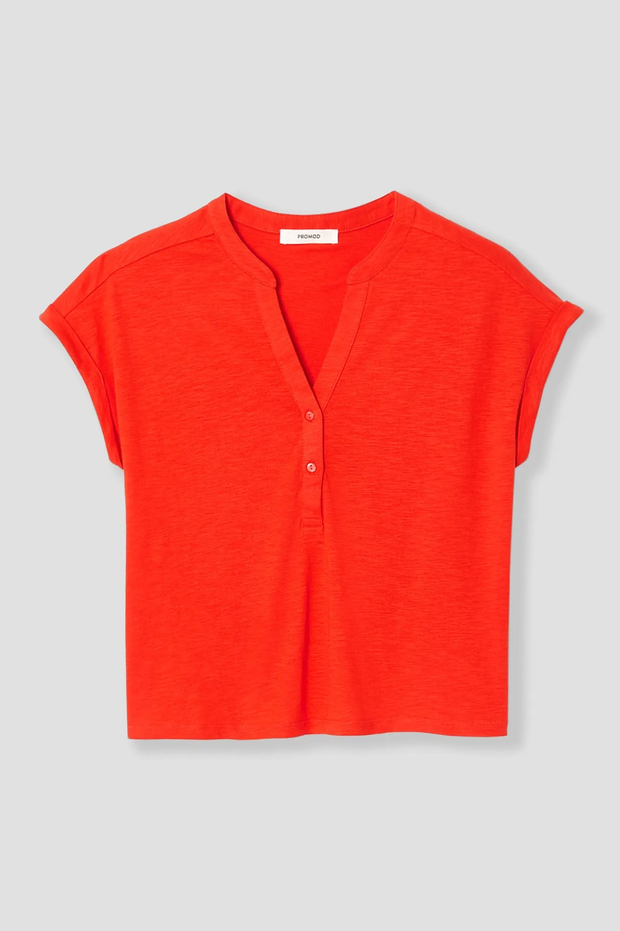 Promod T-shirt col tunisien Femme - Rouge Online