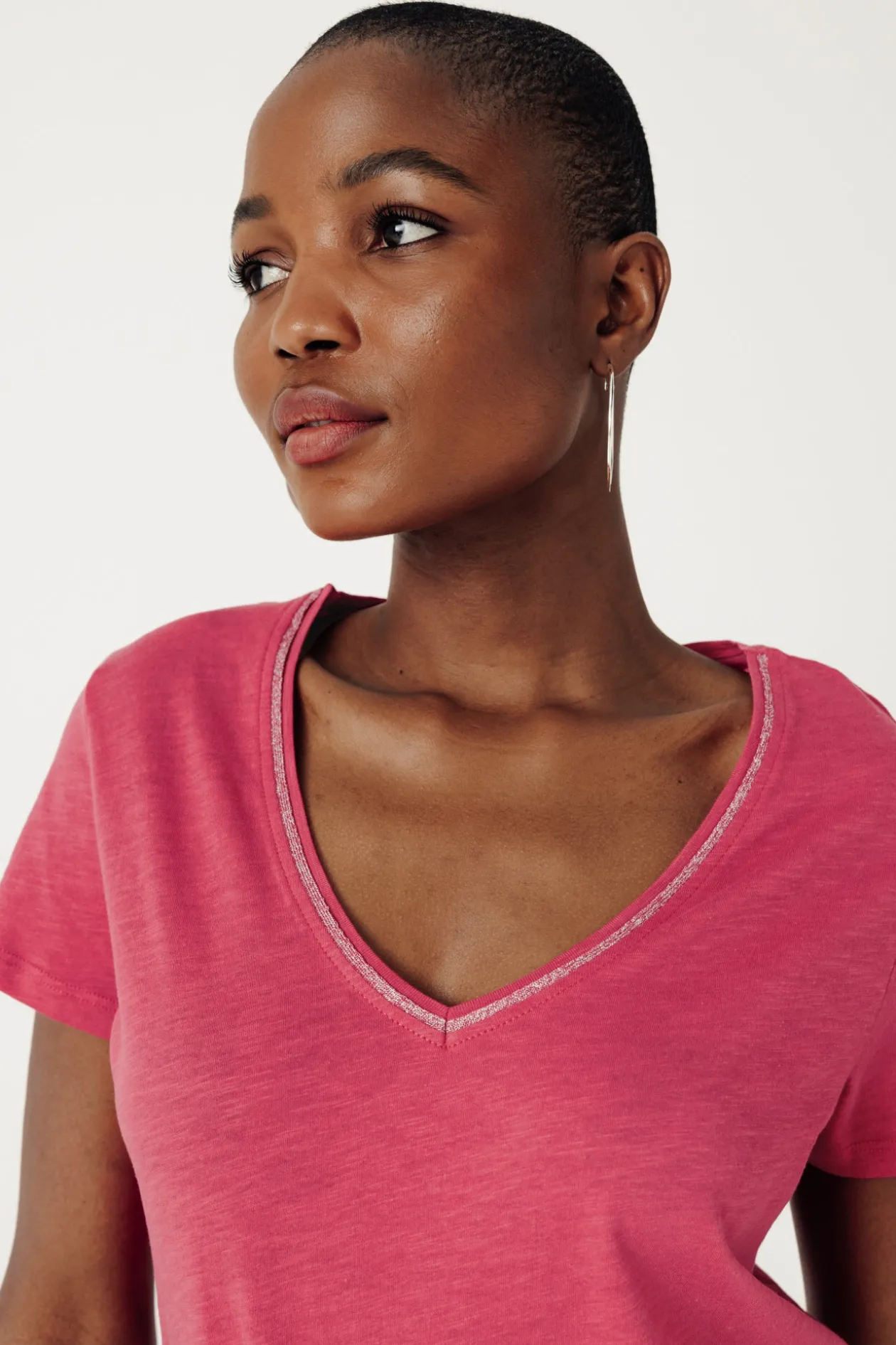 Promod T-shirt col V Femme - Framboise Best