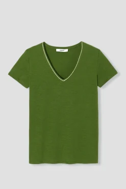 Promod T-shirt col V Femme - Kaki Discount