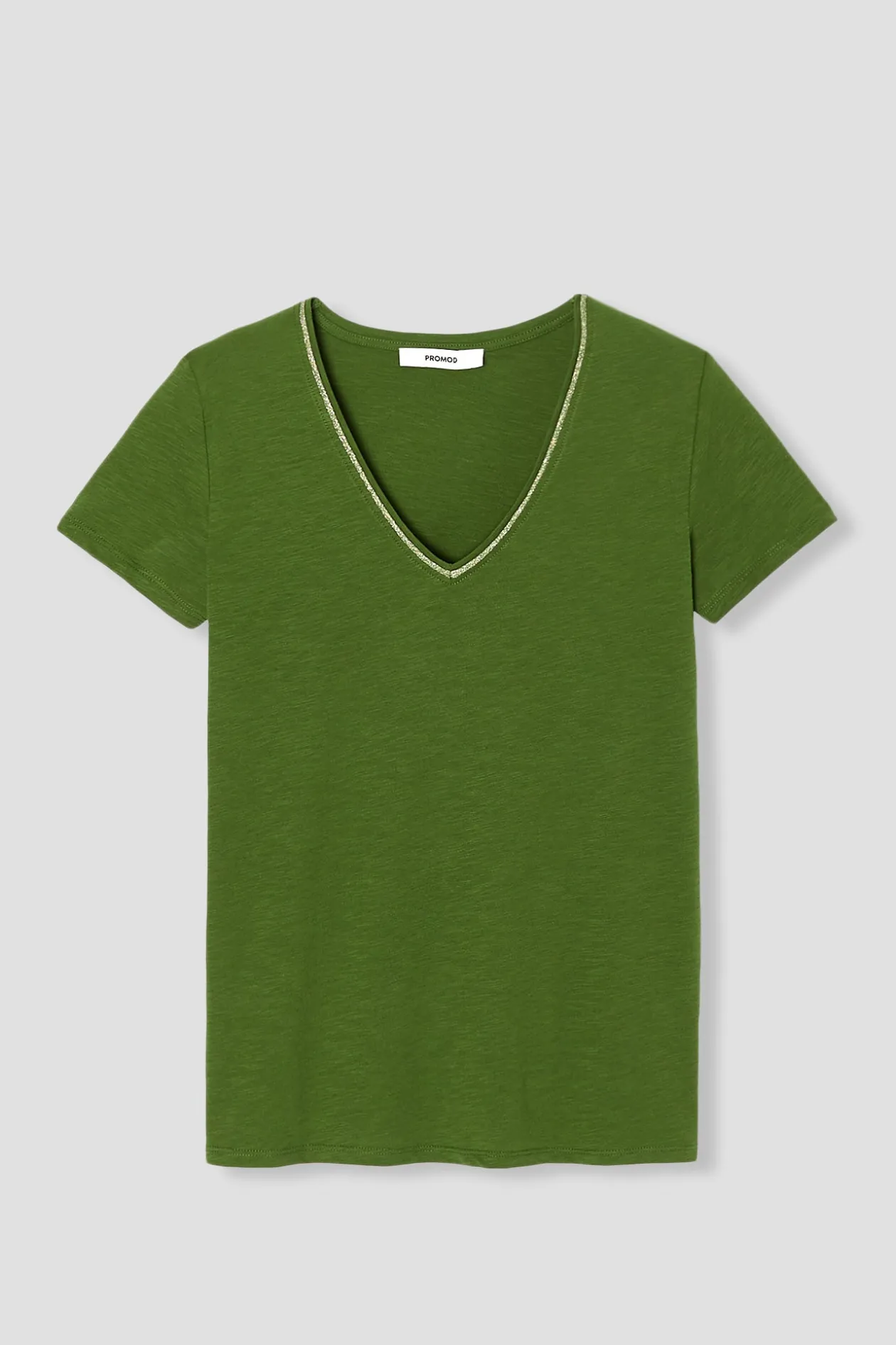 Promod T-shirt col V Femme - Kaki Discount