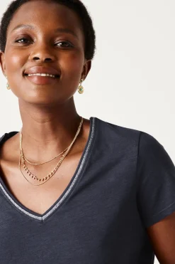 Promod T-shirt col V Femme - Marine Flash Sale