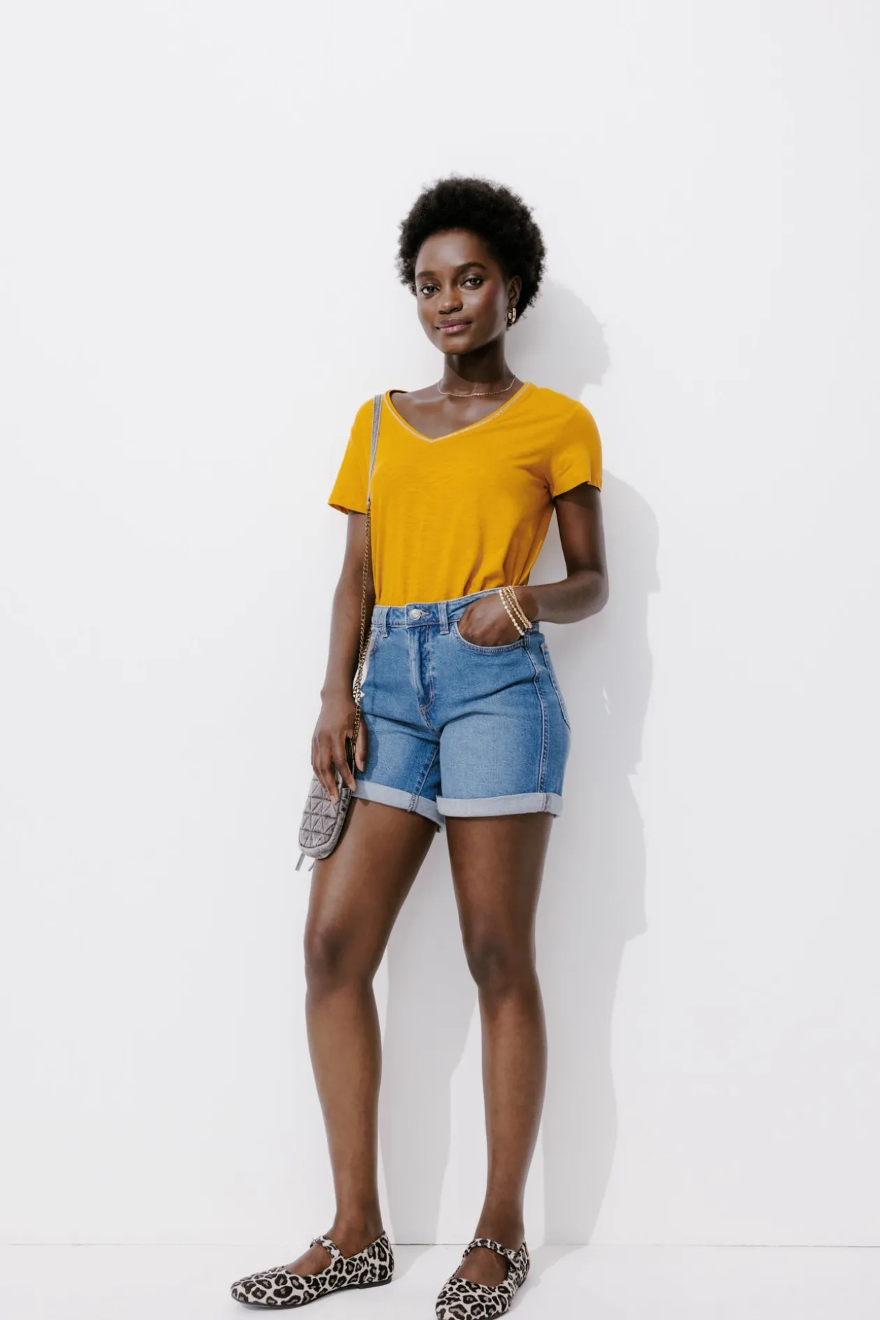 Promod T-shirt col V Femme - Ocre Flash Sale