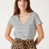 Promod T-shirt col V Femme - Rayé marine Rayémarine Flash Sale