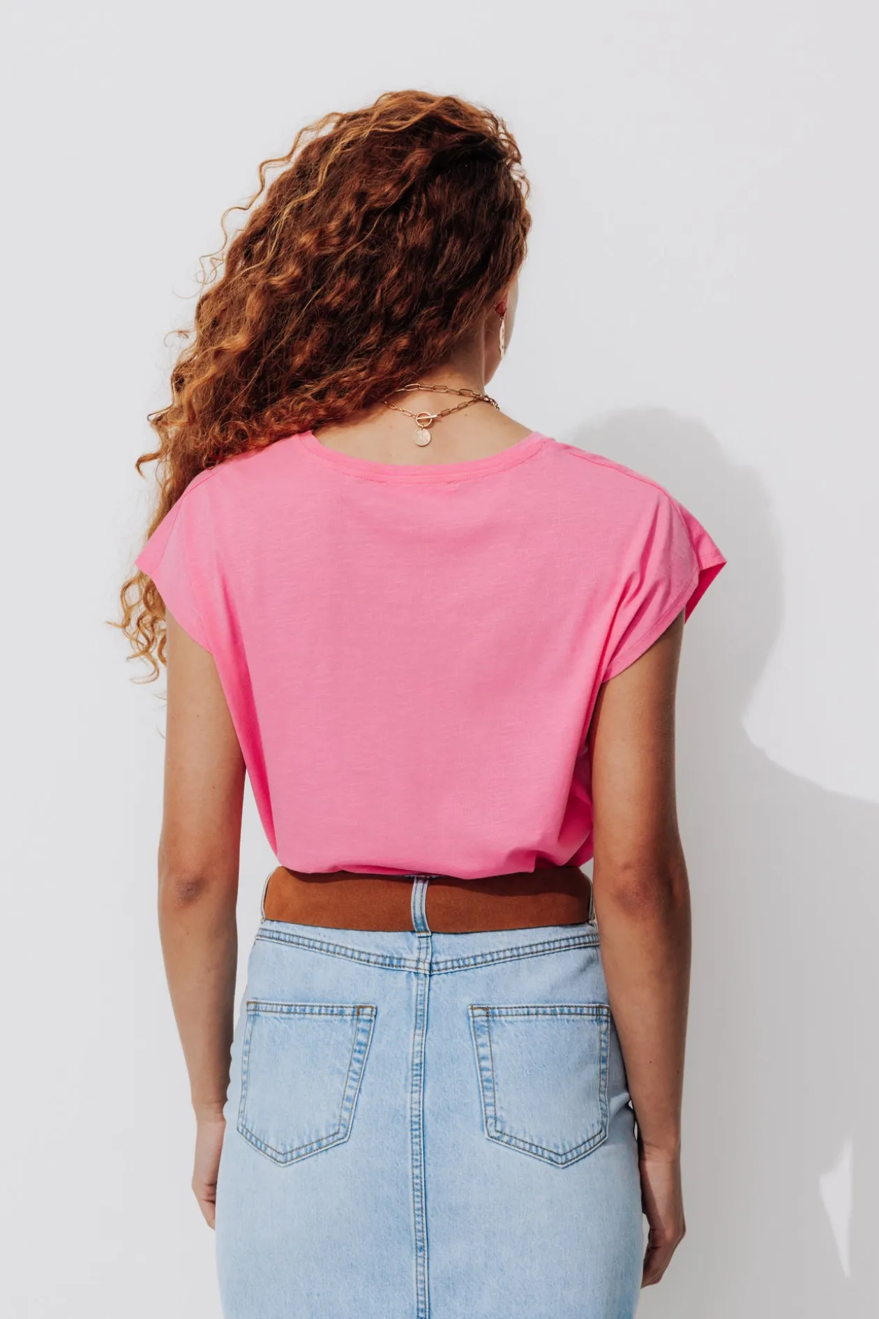 Promod T-shirt col V Femme - Rose Best Sale