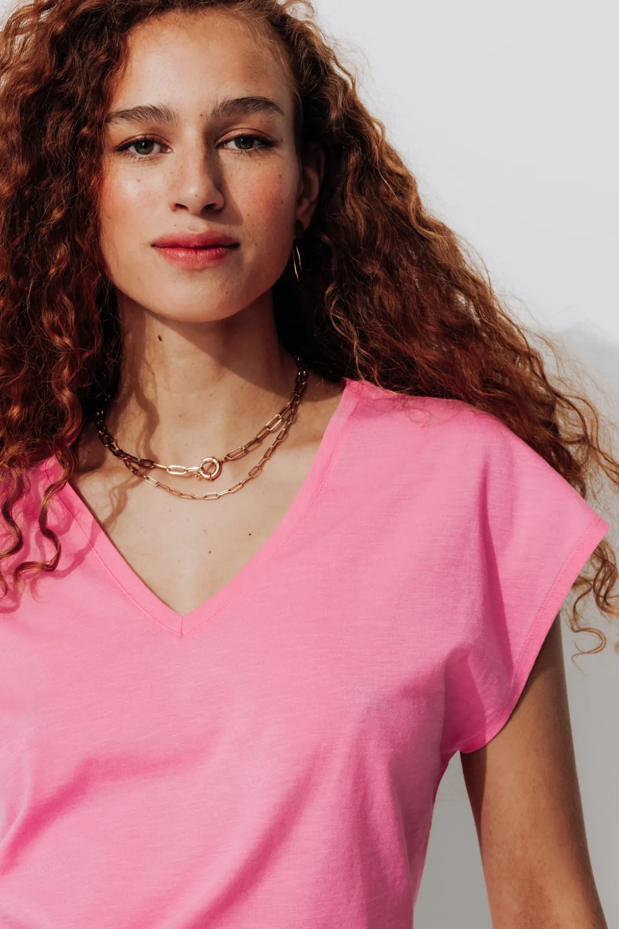 Promod T-shirt col V Femme - Rose Best Sale