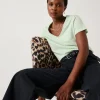 Promod T-shirt col V Femme - Vert clair Vertclair Shop