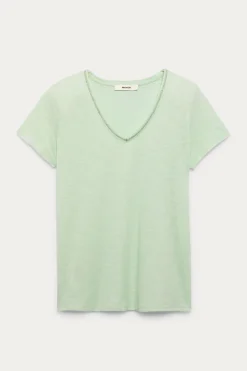 Promod T-shirt col V Femme - Vert clair Vertclair Shop
