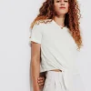 Promod T-shirt cropped noué Femme - Ecru Best Sale