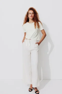Promod T-shirt cropped noué Femme - Ecru Best Sale