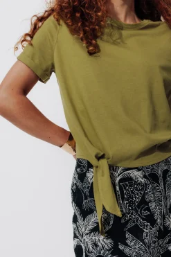 Promod T-shirt cropped noué Femme - Kaki Best