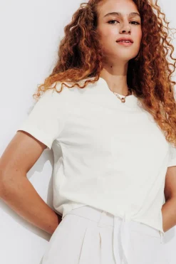 Promod T-shirt cropped noué Femme - Ecru Best Sale