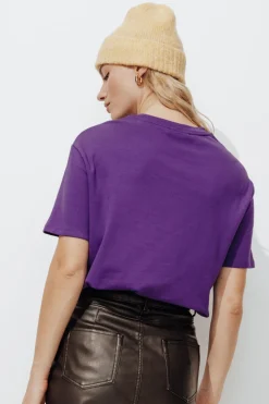 Promod T-shirt cœur brodé Femme - Violet Online
