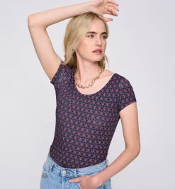 Promod T-shirt décolleté rond - Imprimé marine Imprimémarine Cheap