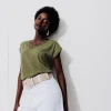 Promod T-shirt détail dentelle Femme - Kaki Best Sale