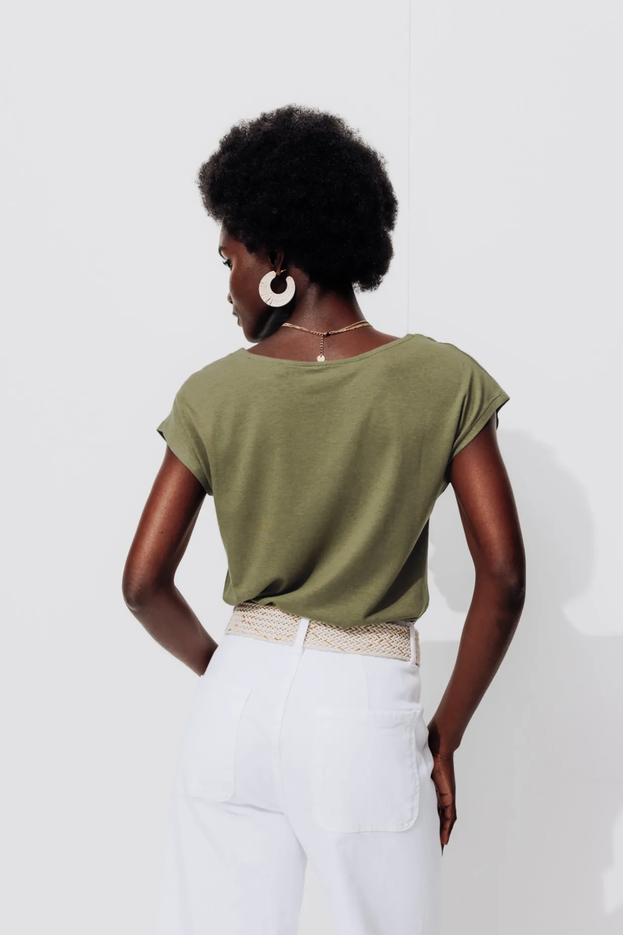 Promod T-shirt détail dentelle Femme - Kaki Best Sale