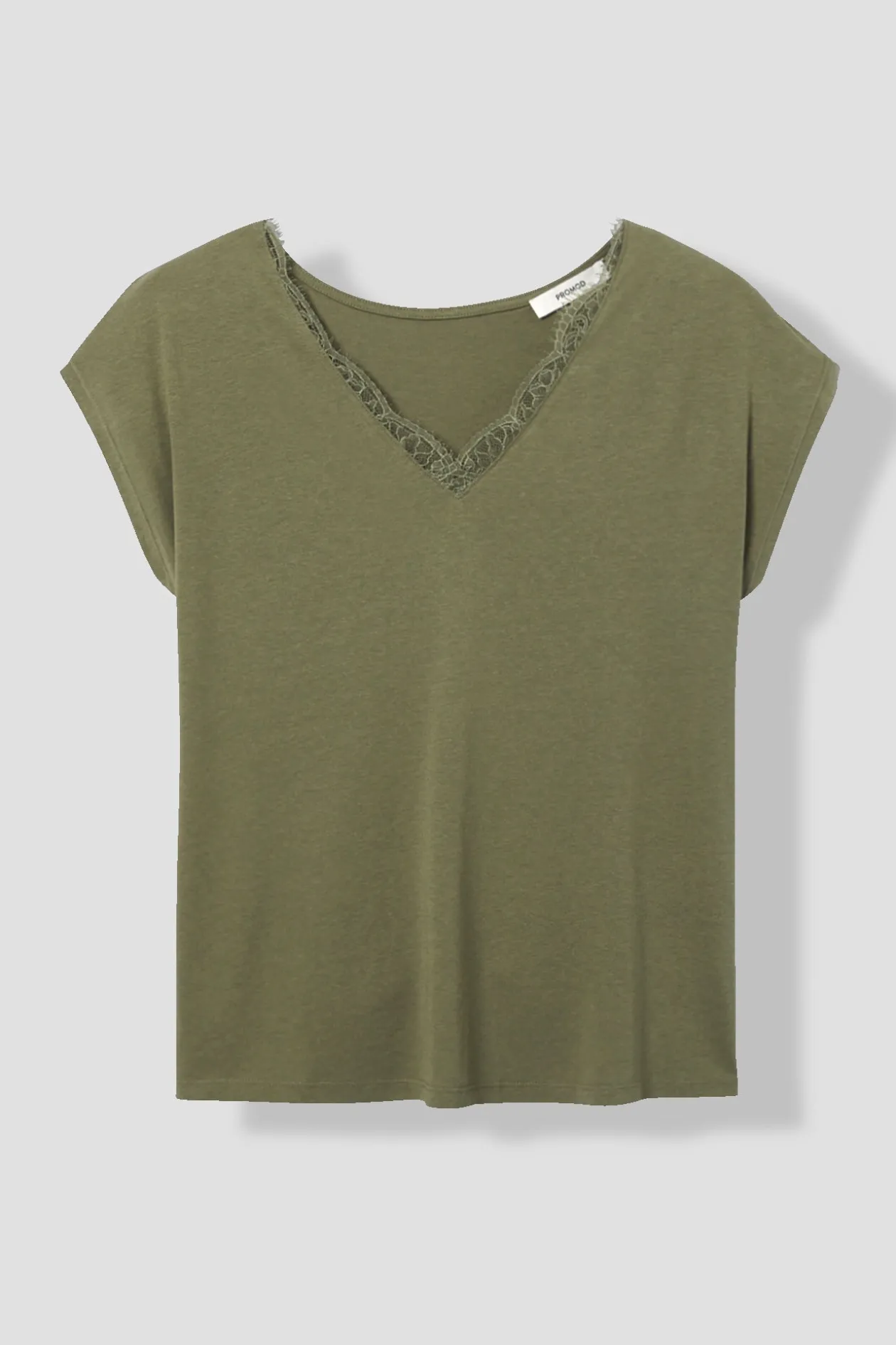 Promod T-shirt détail dentelle Femme - Kaki Best Sale