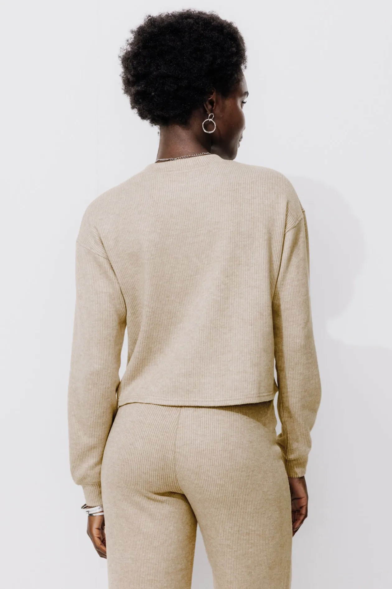 Promod T-shirt en jersey côtelé - Beige Sale