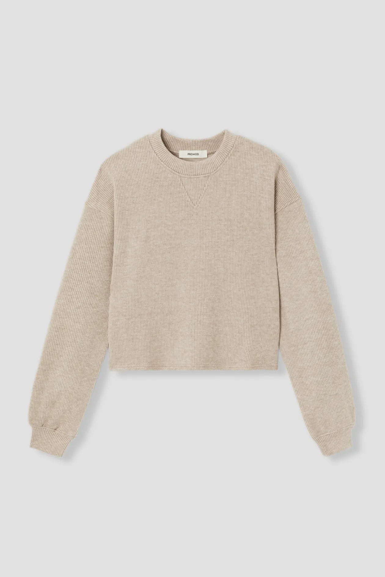 Promod T-shirt en jersey côtelé - Beige Sale