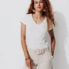 Promod T-shirt fantaisie col V Femme - Ecru Best Sale