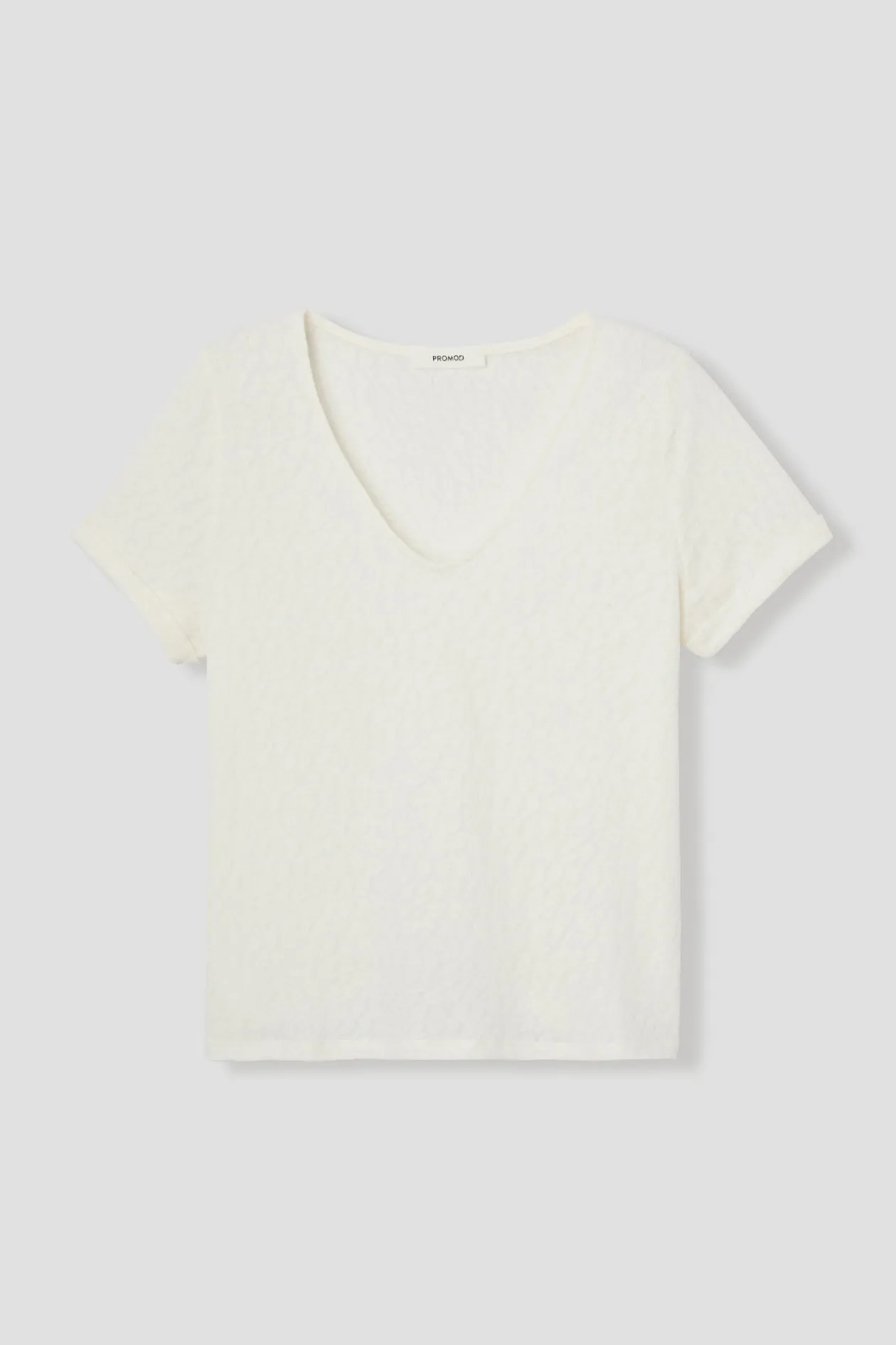 Promod T-shirt fantaisie col V Femme - Ecru Best Sale