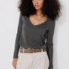 Promod T-shirt manches longues Femme - Gris foncé Grisfoncé Flash Sale