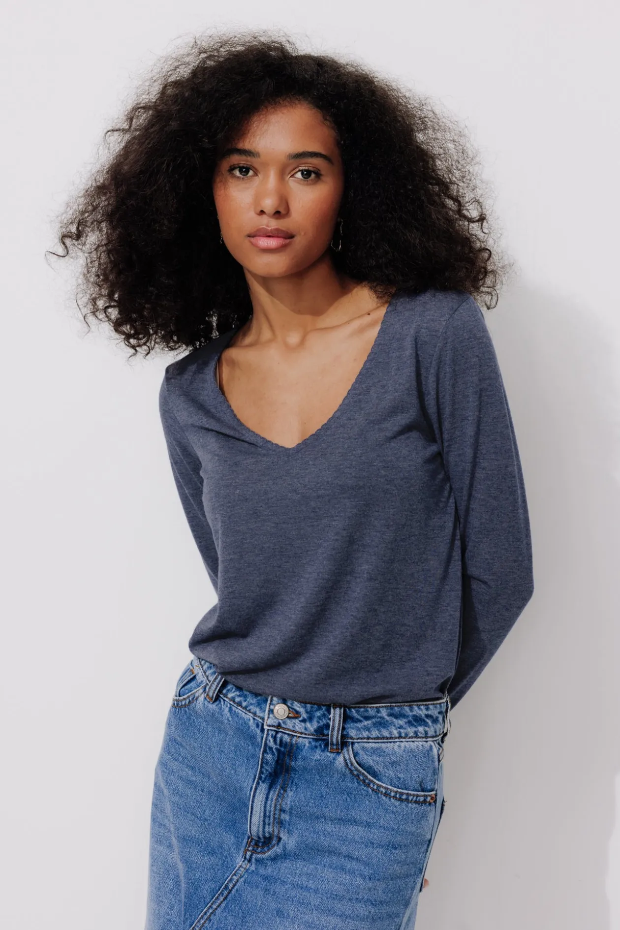 Promod T-shirt manches longues Femme - Marine Best Sale
