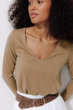 Promod T-shirt manches longues Femme - Sable Outlet