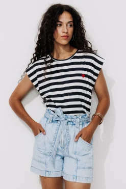 Promod T-shirt marinière cœur Femme - Rayé marine Rayémarine Hot