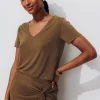 Promod T-shirt uni col V Femme - Caramel Fashion