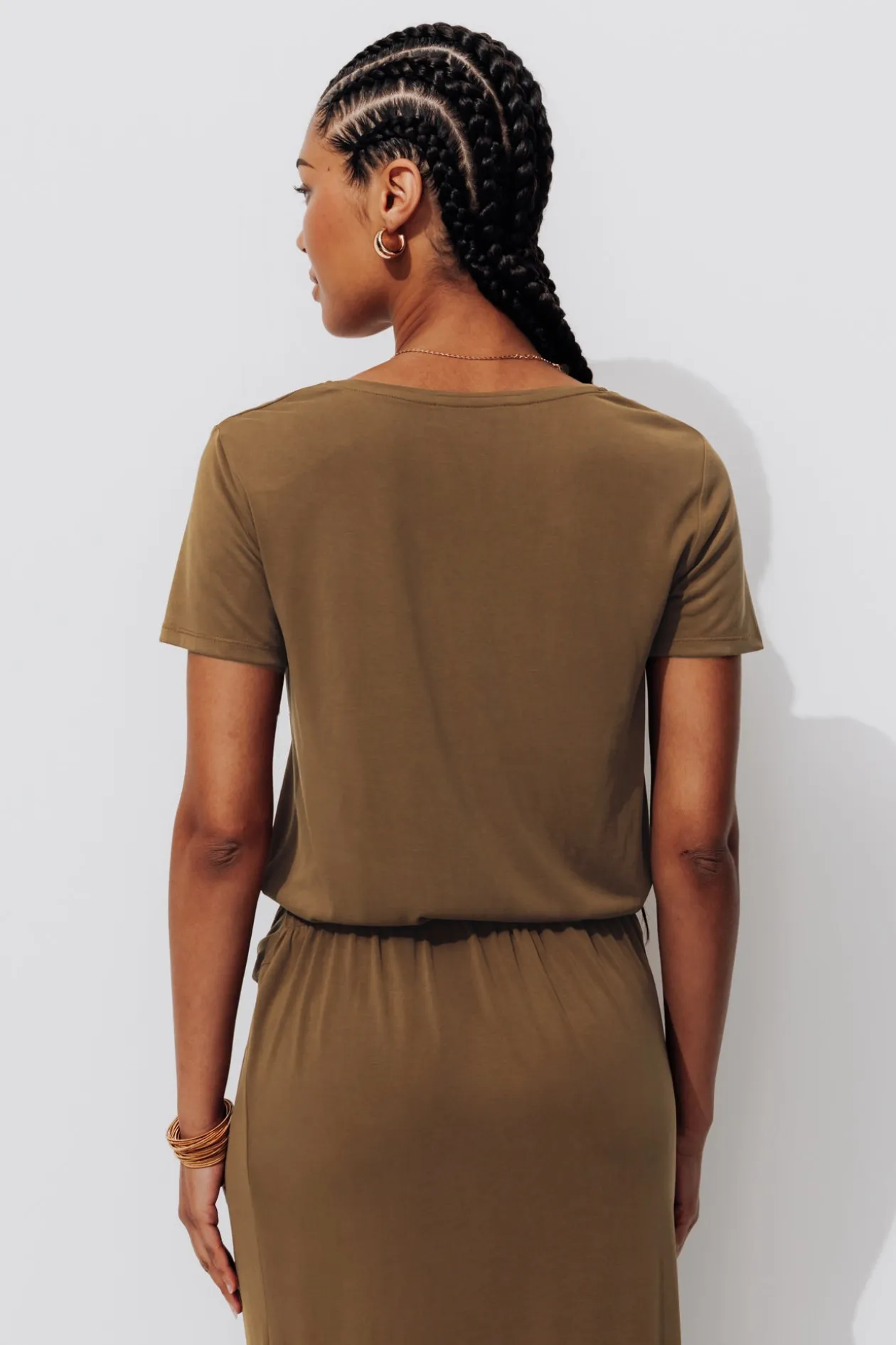 Promod T-shirt uni col V Femme - Caramel Fashion