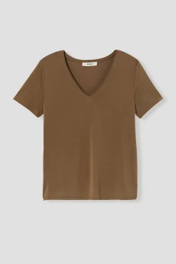 Promod T-shirt uni col V Femme - Caramel Fashion
