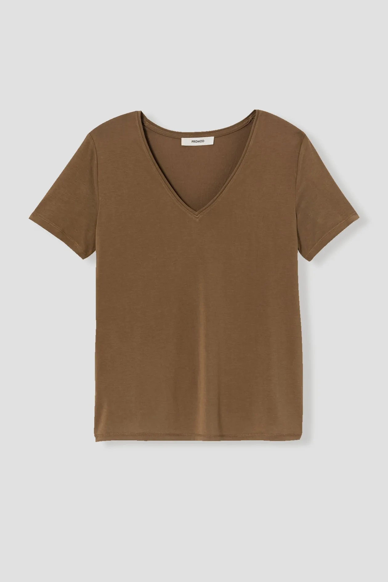Promod T-shirt uni col V Femme - Caramel Fashion