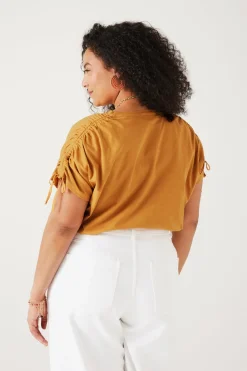 Promod T-shirt uni fantaisie Femme - Ocre Flash Sale